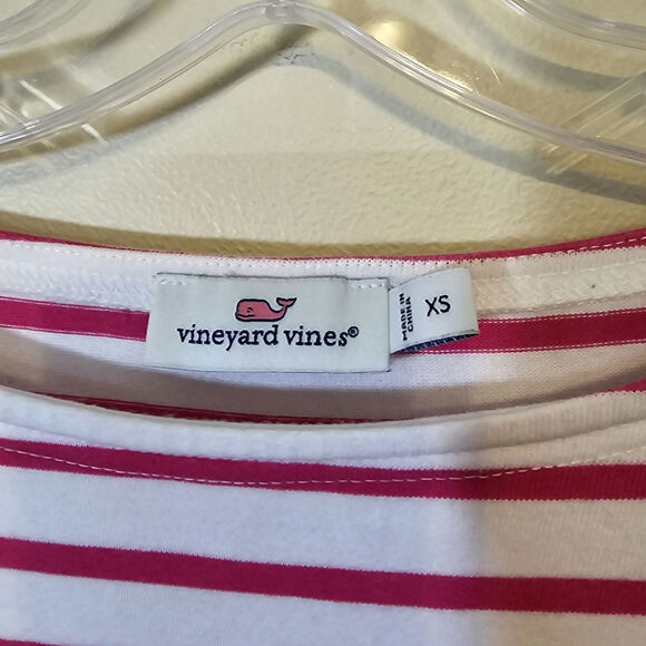 Vineyard Vines Women's Striped Knit T-Shirt Mini Dress Pink and White Size XS - Picture 4 of 5